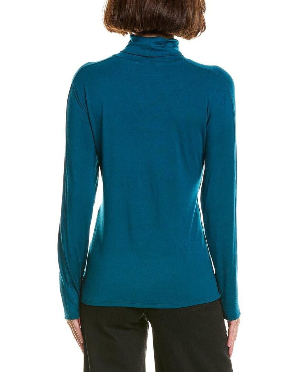 InCashmere Blue Fine Knit Turtleneck Top