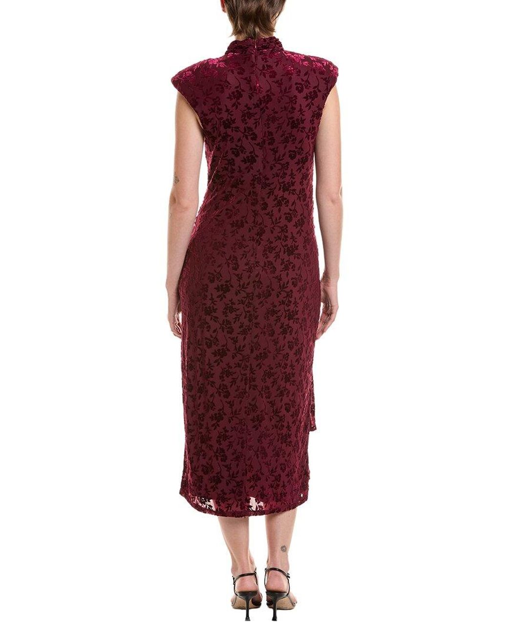 Taylor Red Solid Midi Dress