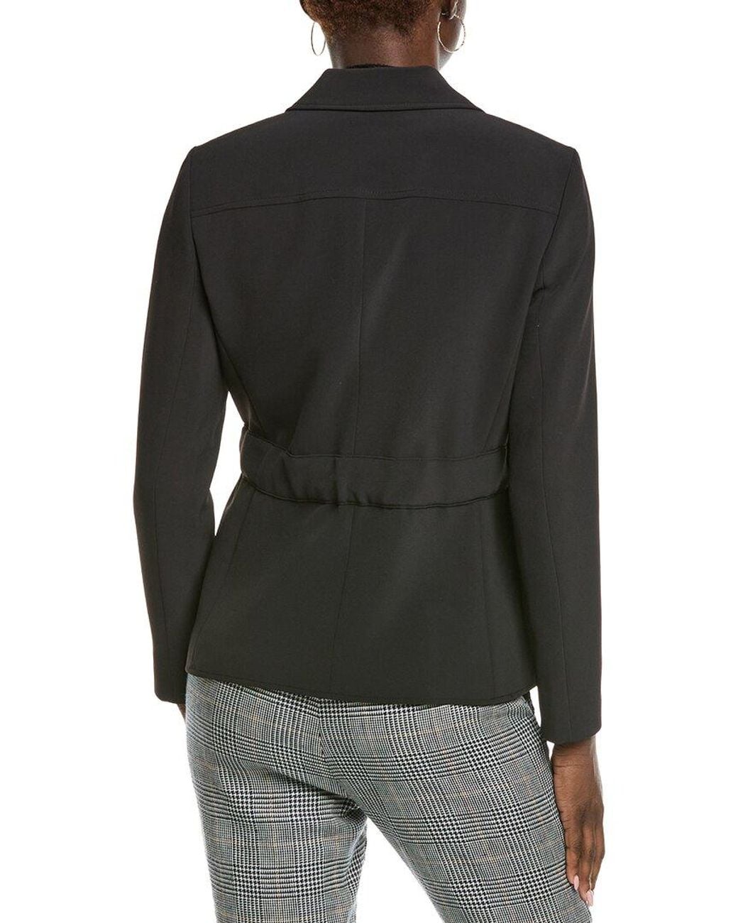Kenneth Cole Black Belted Patch Pocket Jacket