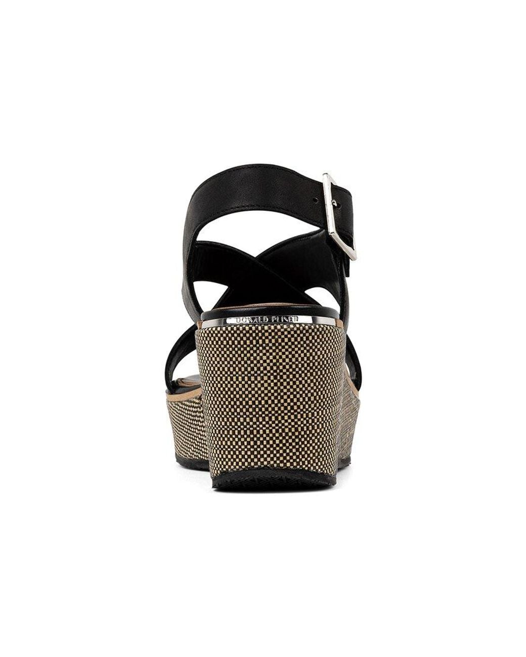 Donald J Pliner Black Alanee01 Leather Slingback Wedge Sandal