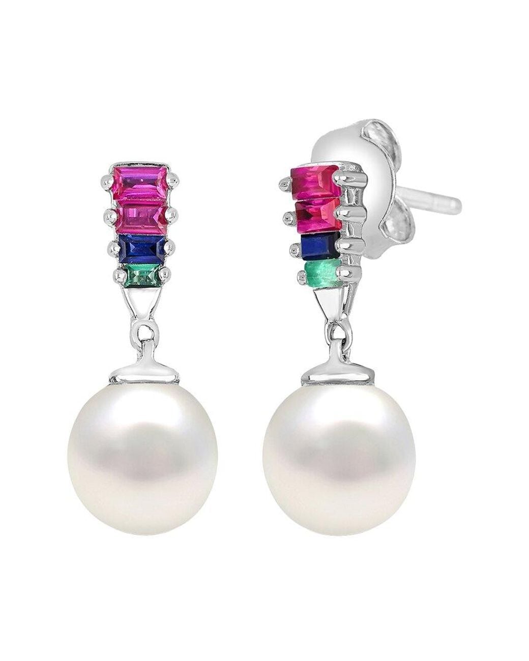 Pearls White Pearl & 7Mm Pearl Drop Earrings