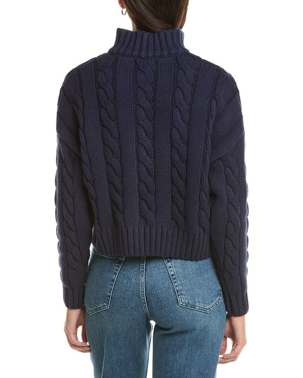 Current/Elliott Blue Cropped Cable Knit 1/2-Zip