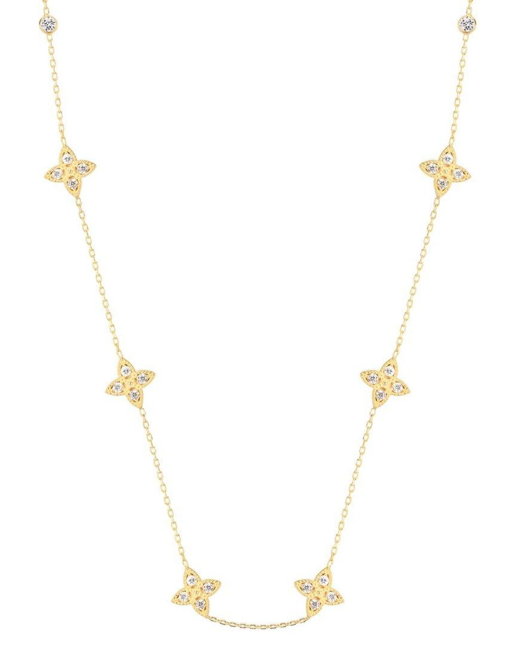 Gabi Rielle White Shining Moment 14k Over Silver Cz Enchanting Clover Necklace