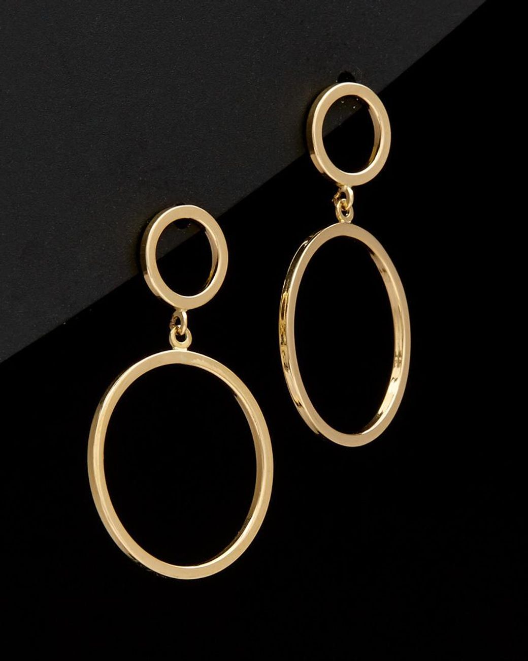 Italian Gold Black 14k Graduated Circles Drop Earrings