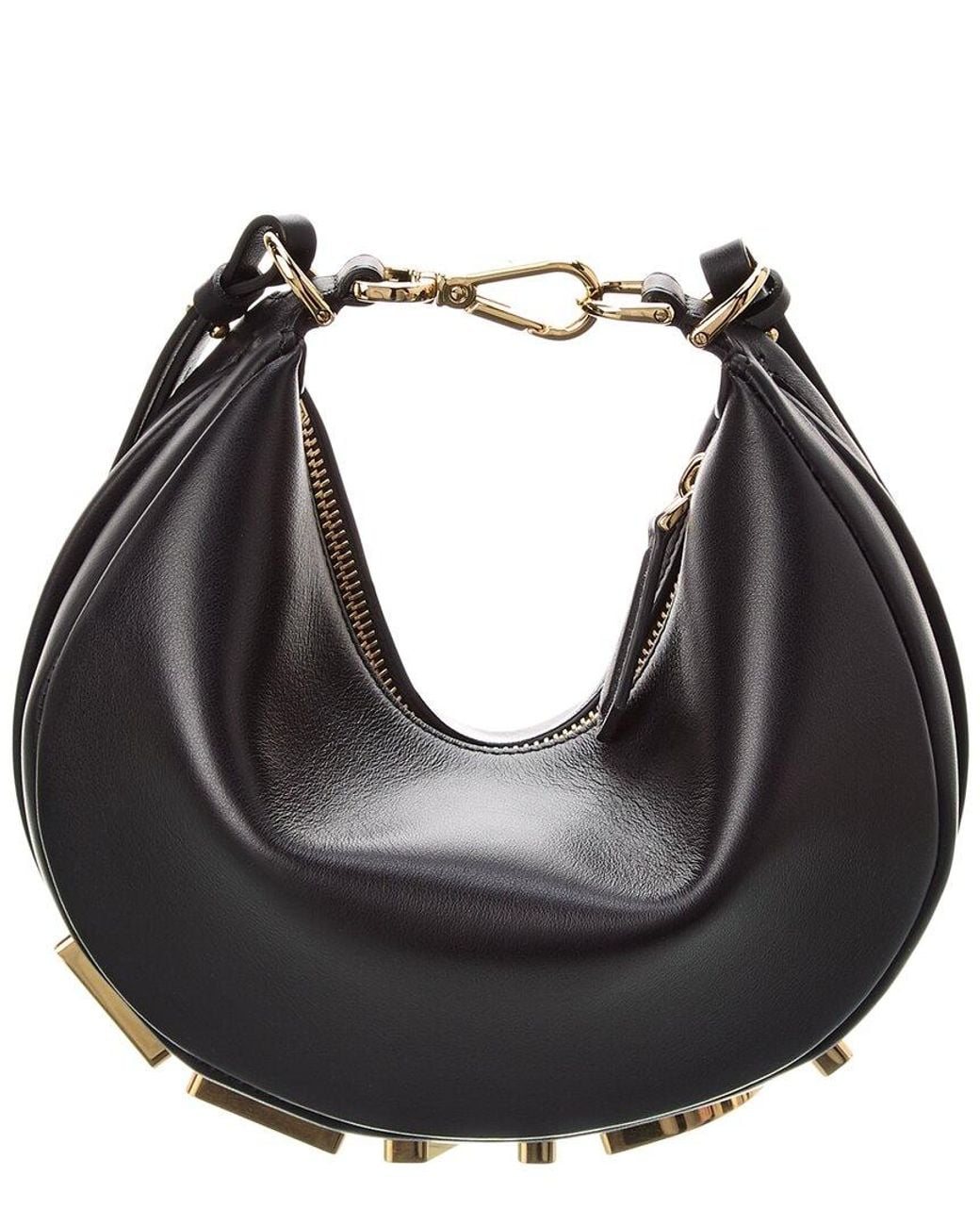 Fendi Black Graphy Mini Leather Hobo Bag