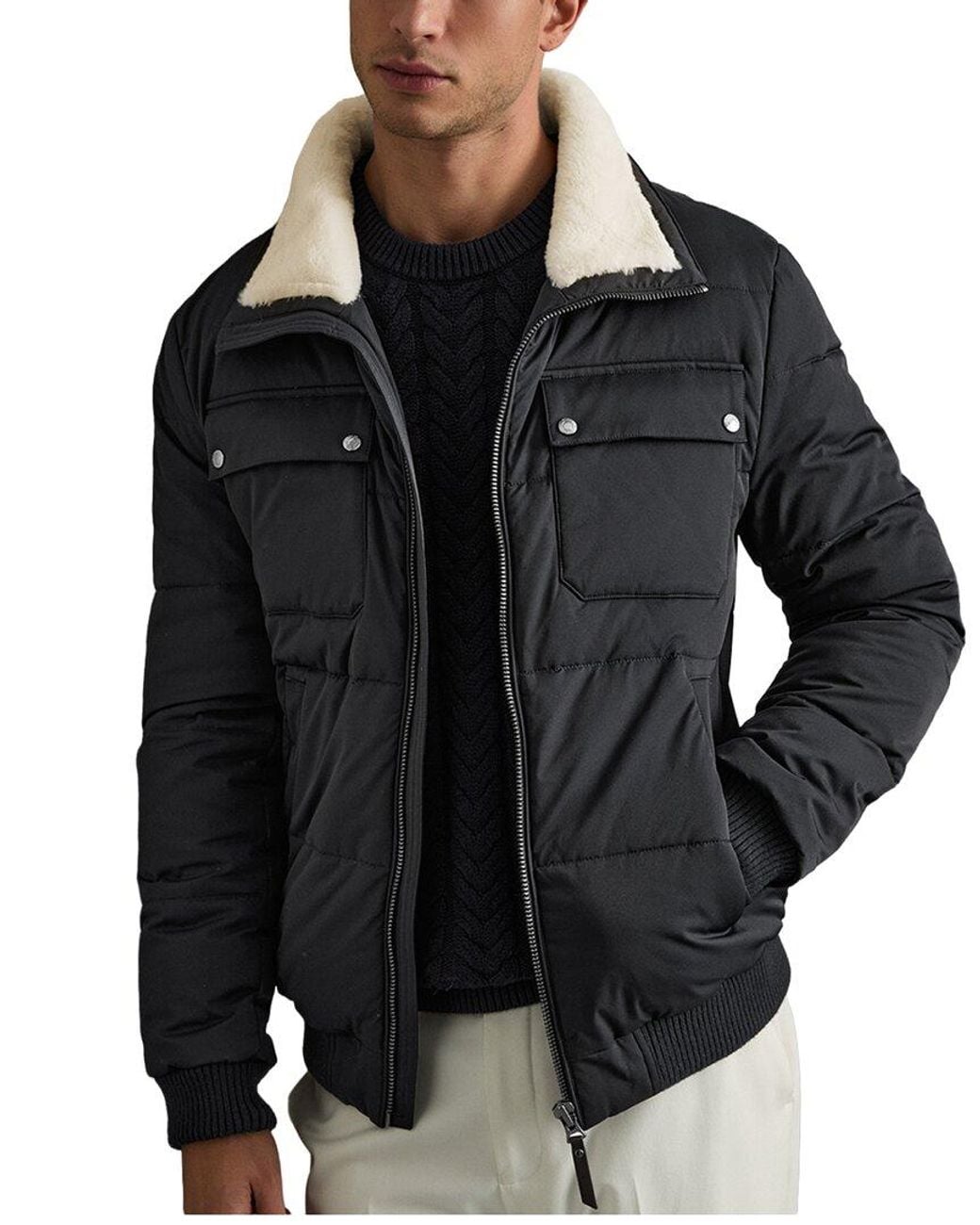 Reiss Black Puffer Jacket for men