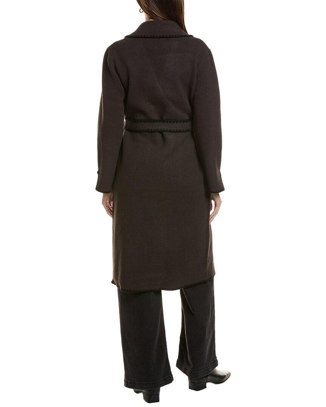 NVLT Black Longline Eyelash Wrap Coat