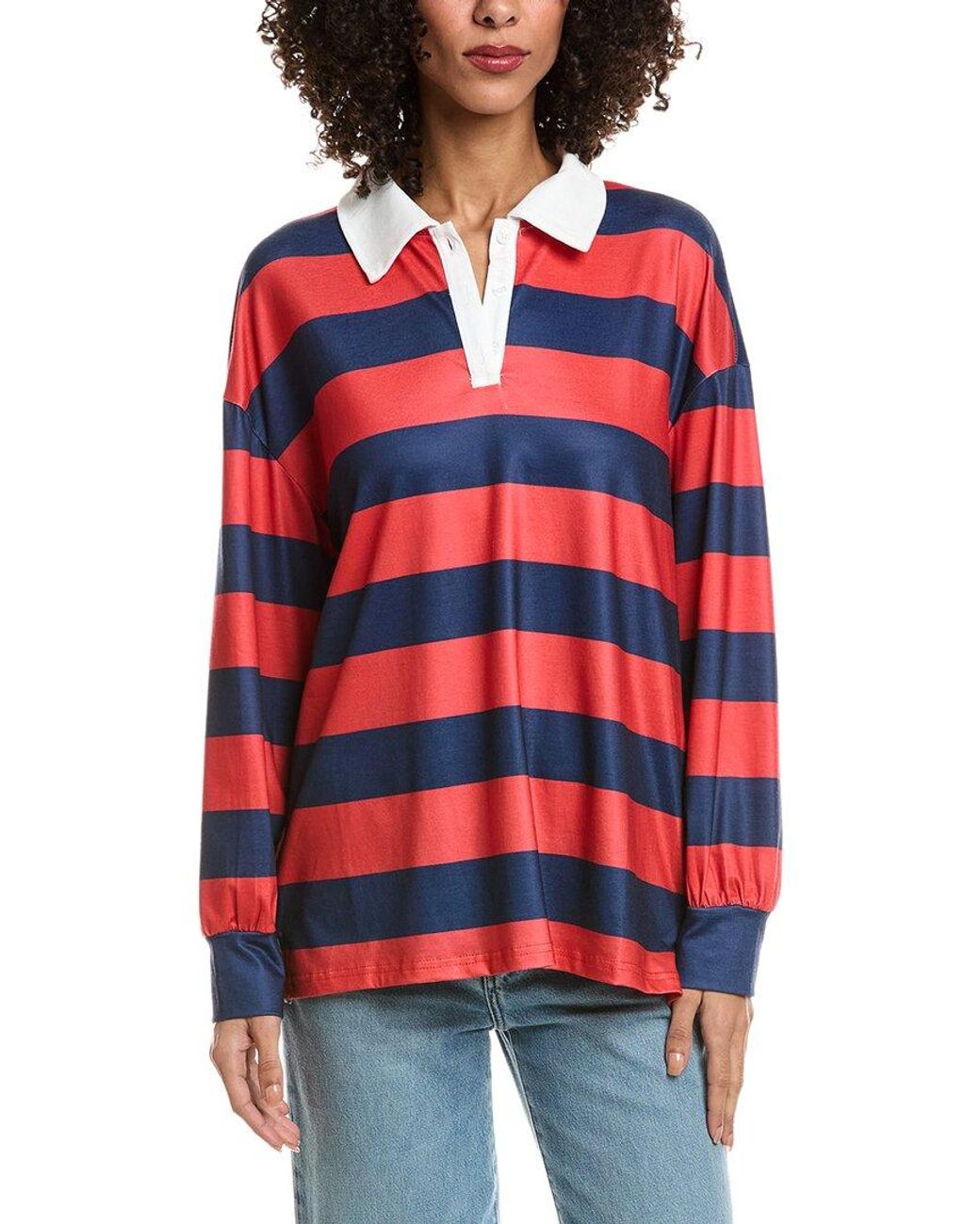 Madison Miles Red Stripe Polo Shirt