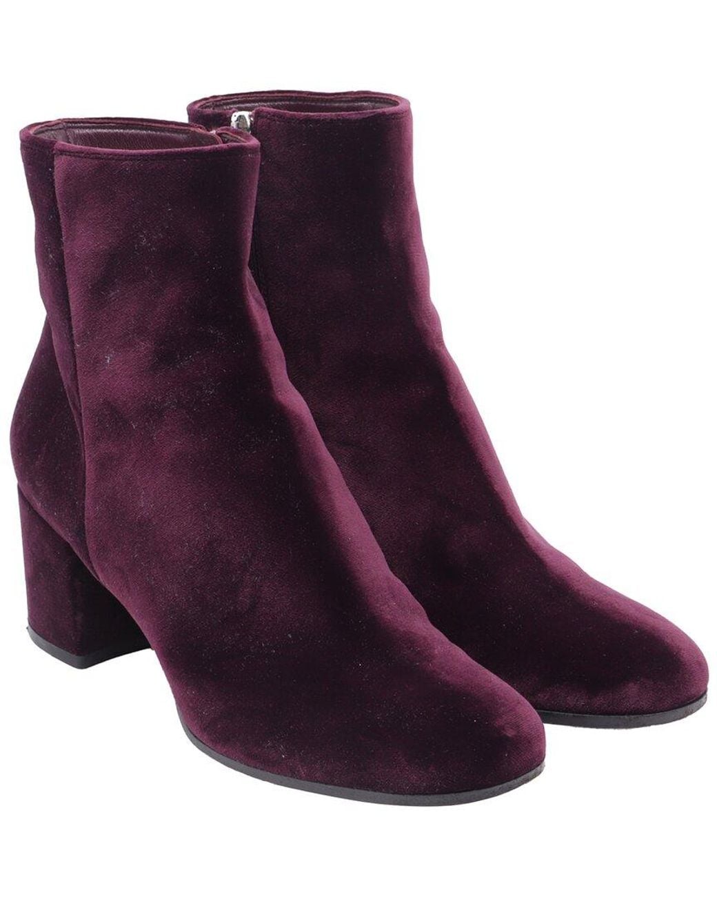 Gianvito Rossi Purple Velvet Margaux Block-heel Bootie (authentic Pre-loved)