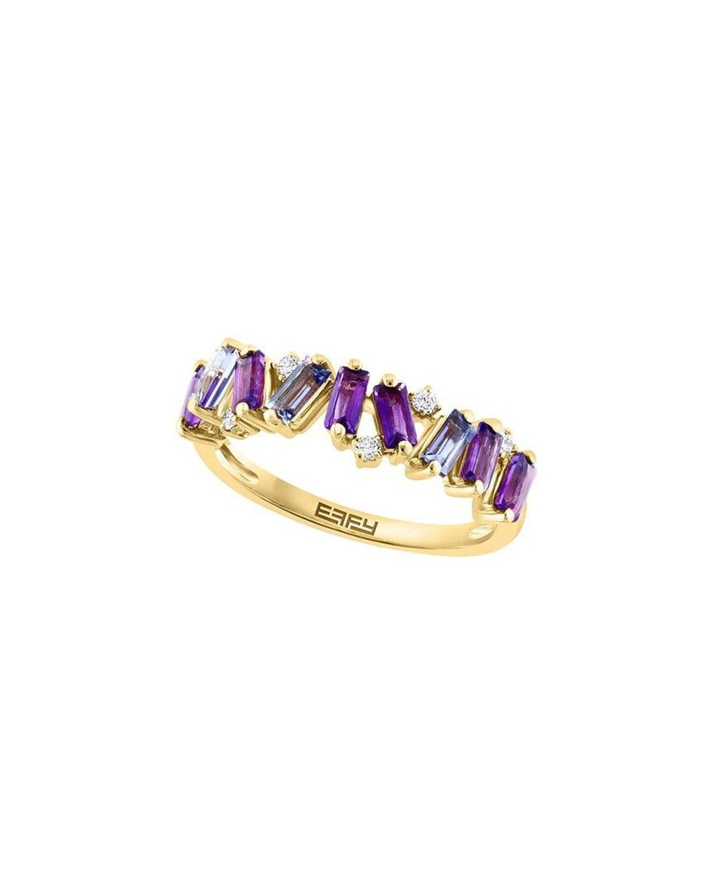 Effy Fine Jewelry White 14K 0.87 Ct. Tw. Diamond & Gemstone Ring