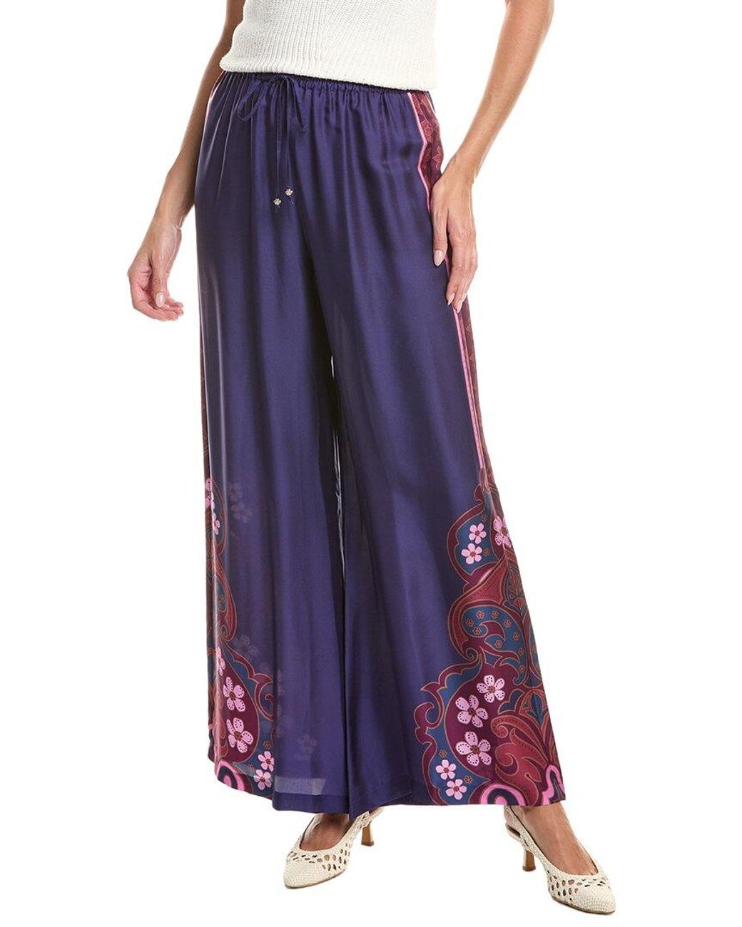 Johnny Was Purple Frankie Easy Silk-Blend Pant