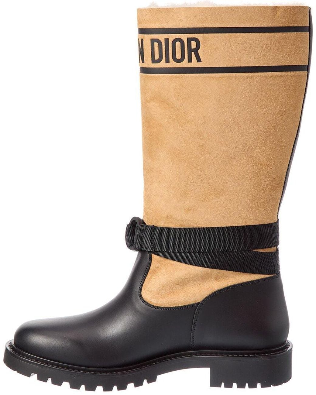 Dior Black D-Major Suede & Leather Knee-High Boot