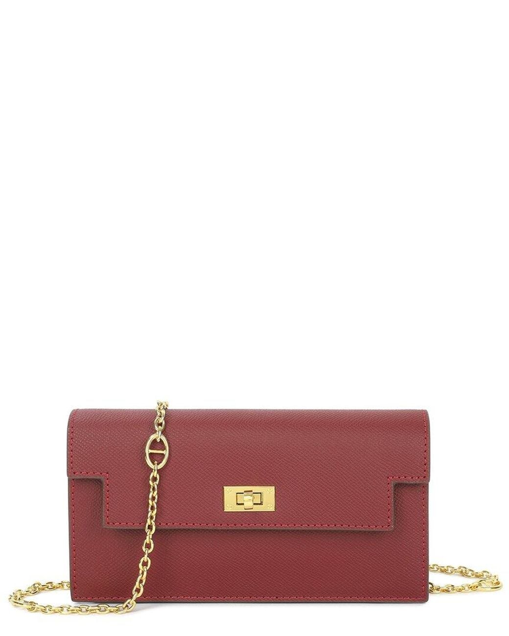 Tiffany & Fred Paris Red Saffiano Leather Convertible Wallet/Clutch