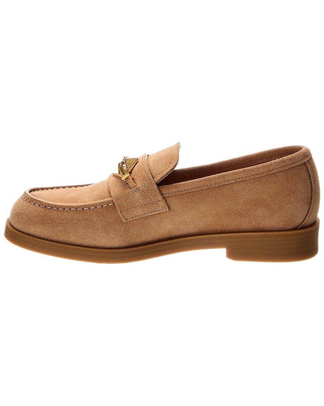 Jimmy Choo Brown Maddie Diamond Suede Loafer