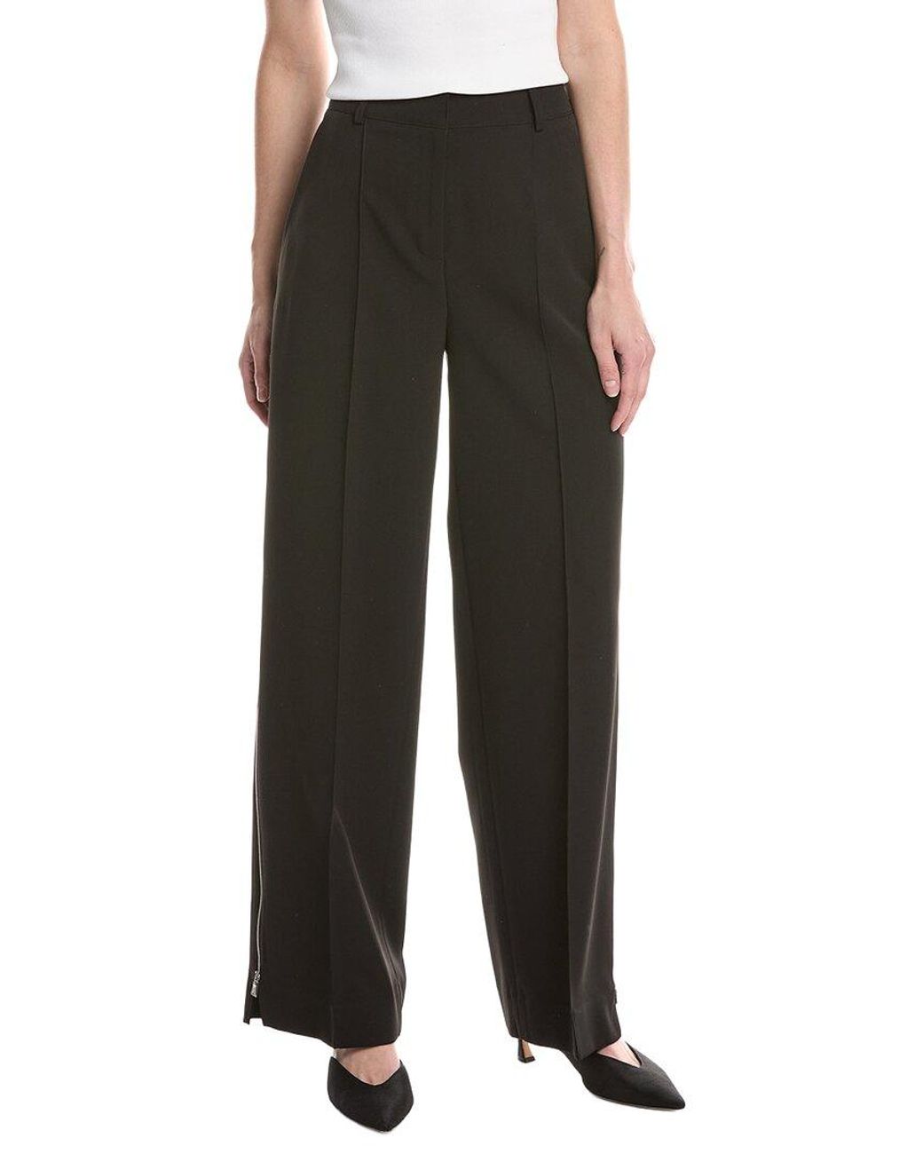 Kenneth Cole Black High Rise Zipper Pintuck Wide Leg Pant