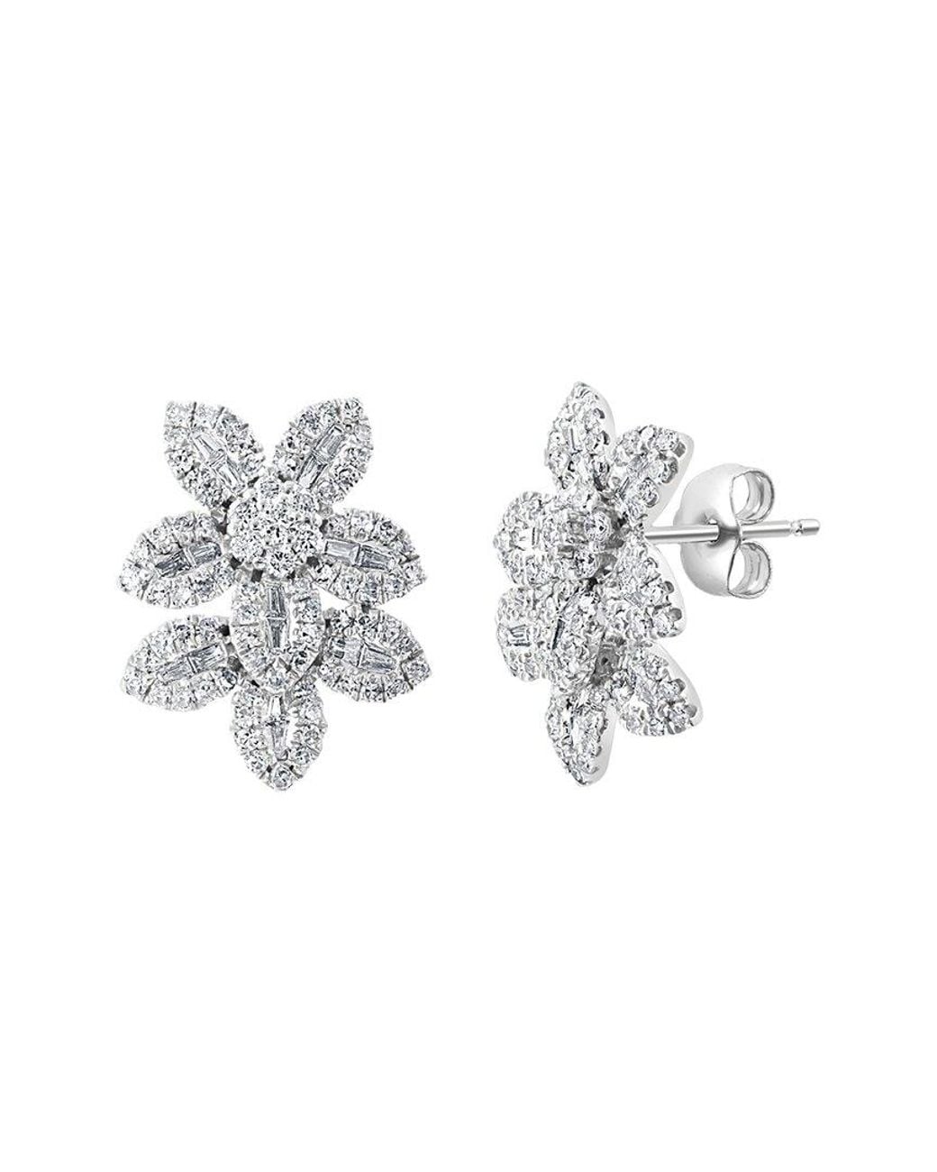Effy Fine Jewelry Metallic 14K 0.89 Ct. Tw. Diamond Earrings