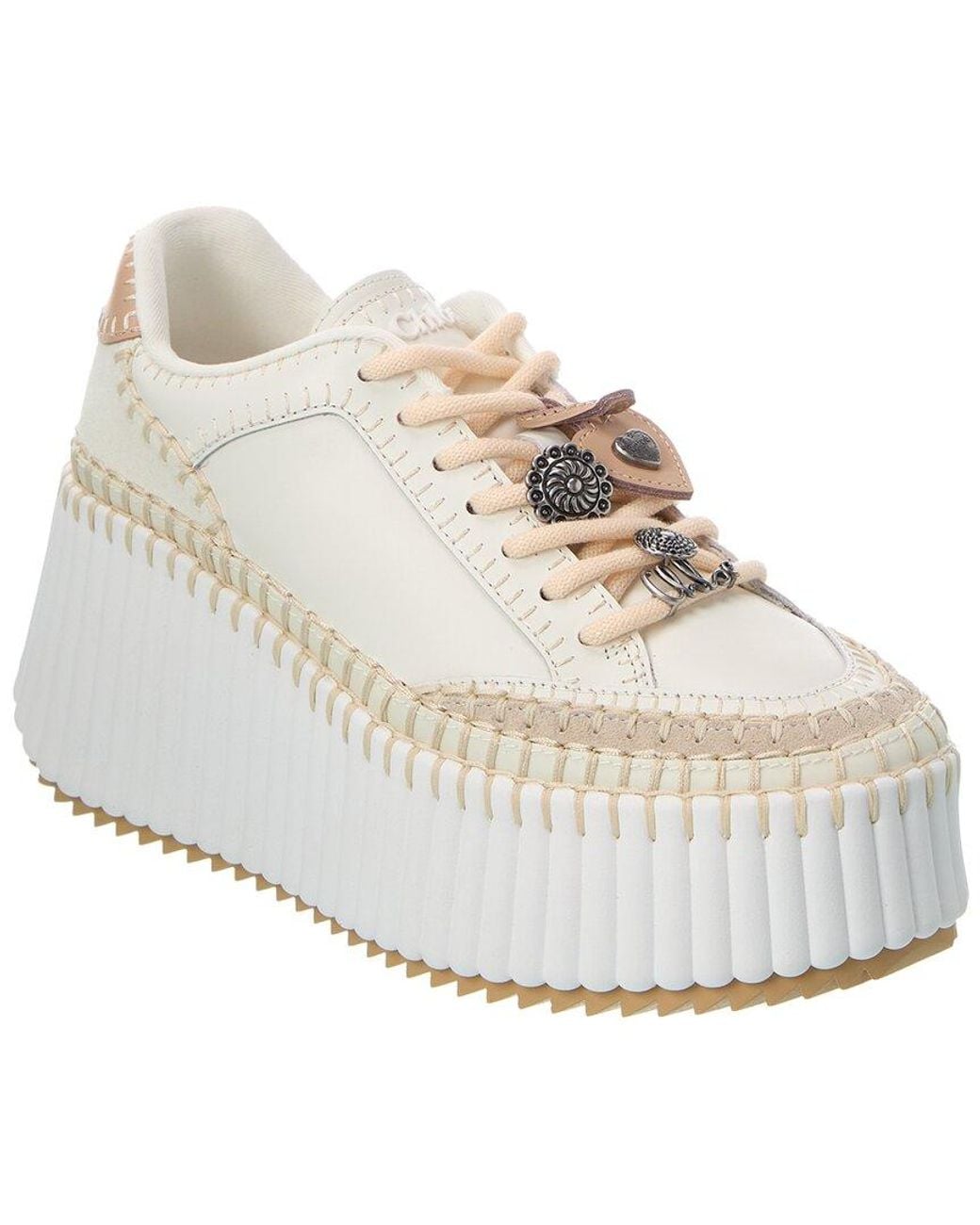 Chloé White Nama Leather Platform Sneaker