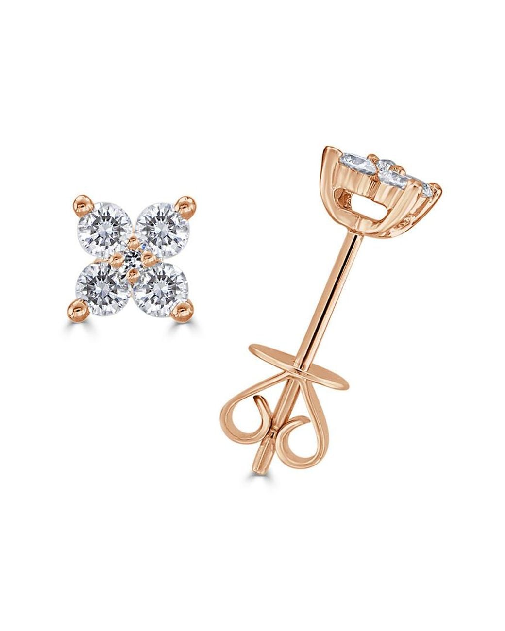 Sabrina Designs Metallic 14k Rose Gold 0.32 Ct. Tw. Diamond Flower Studs