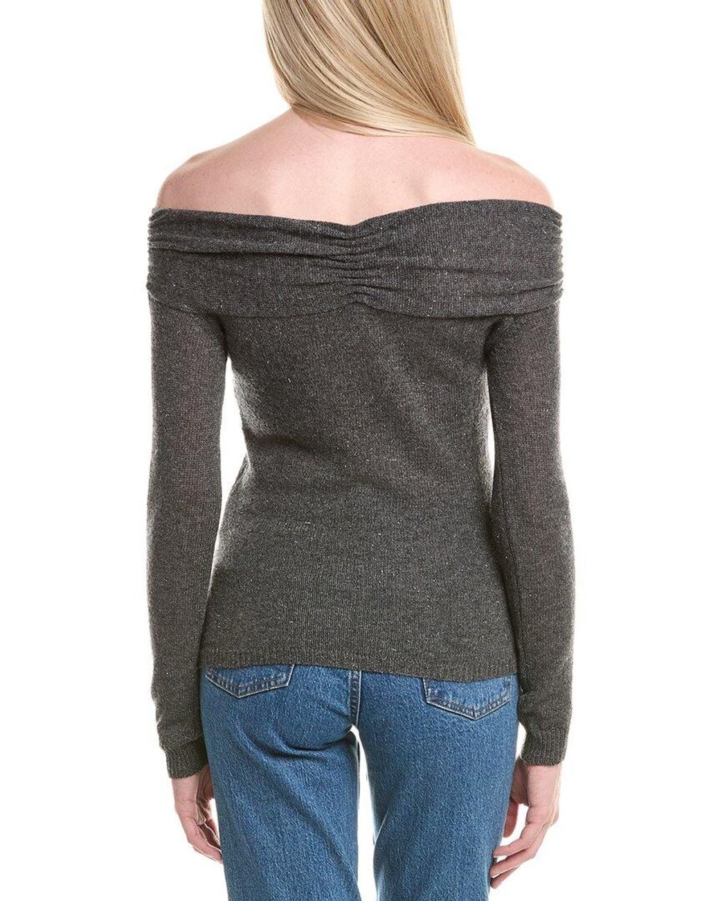 Autumn Cashmere Black Off-The-Shoulder Cashmere Sweater
