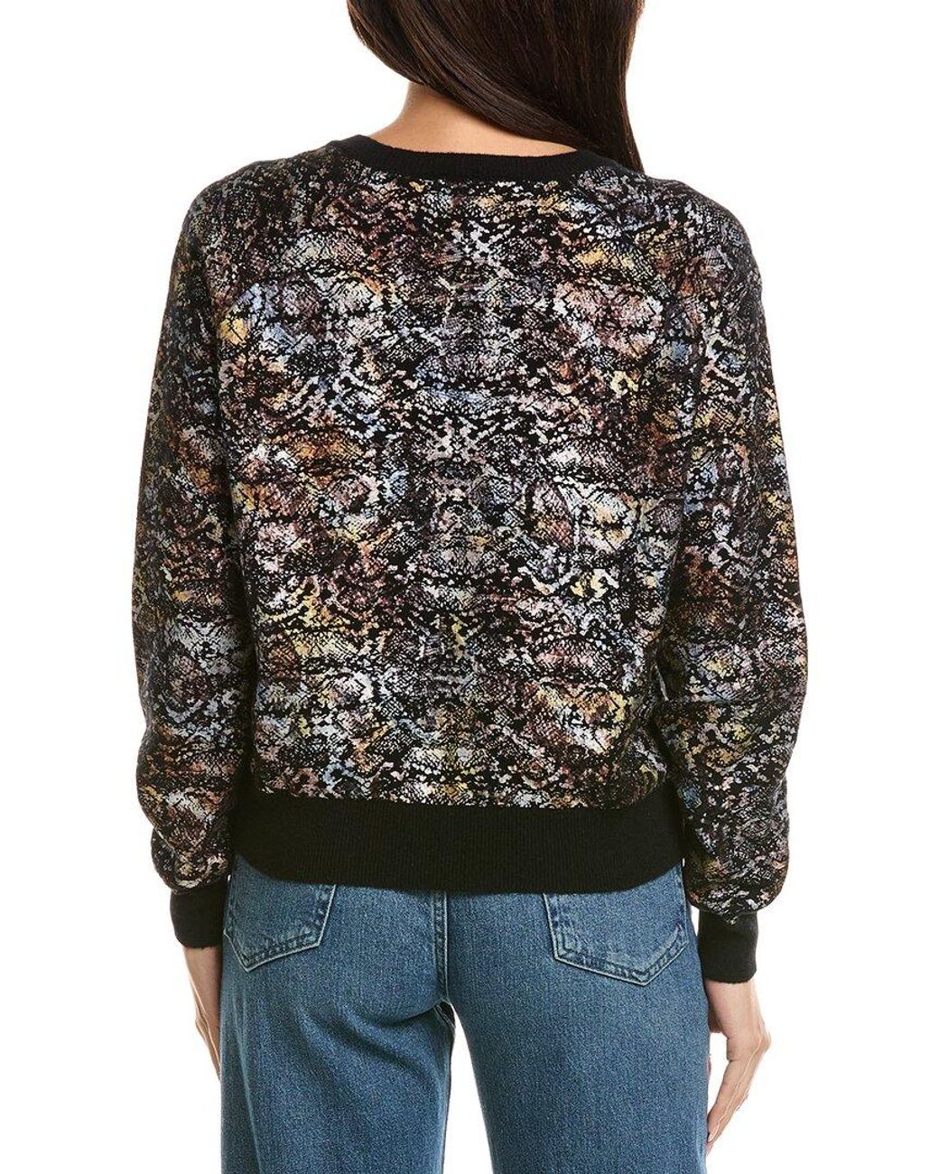 Brodie Cashmere Black Felicity Foiled Snake Crewneck 100% Cashmere Sweater