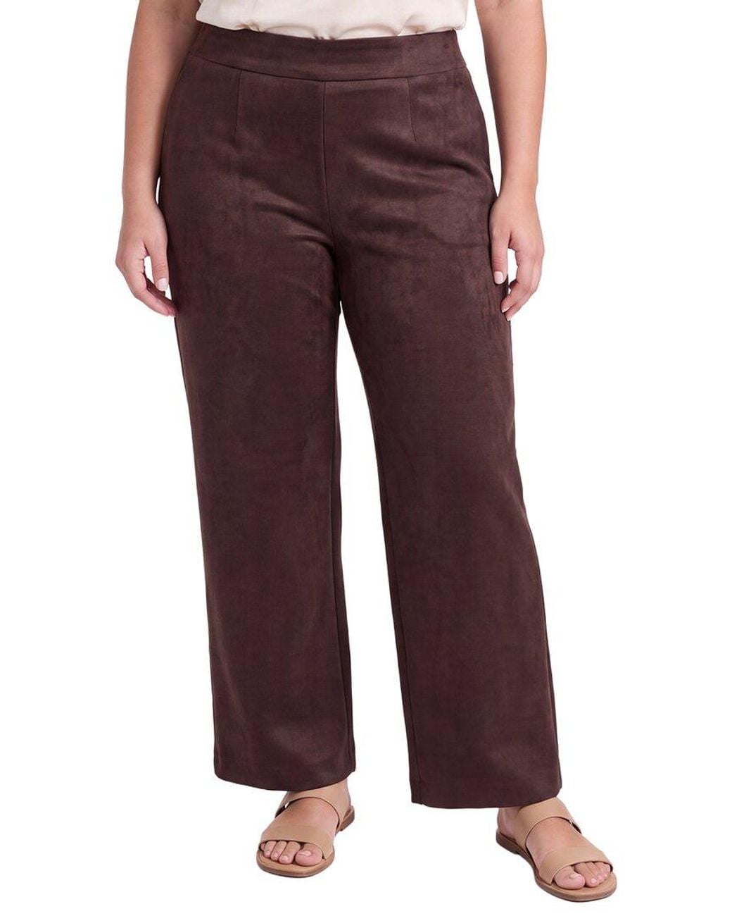 Anne Klein Red Plus Scuba Pull-On Wide Leg Pant