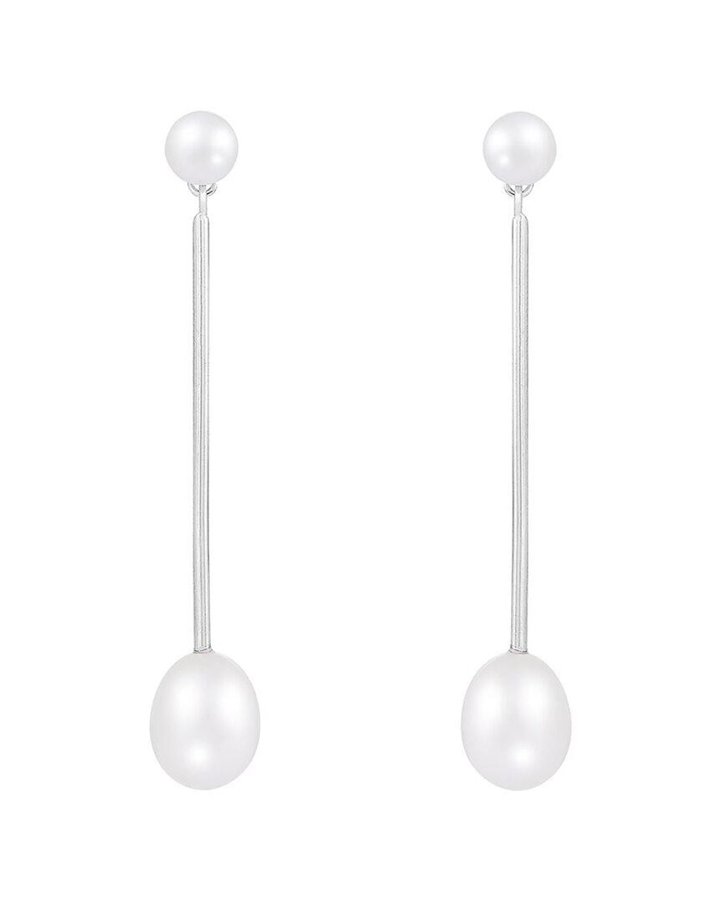 Splendid White Silver 7-8mm Pearl Earrings