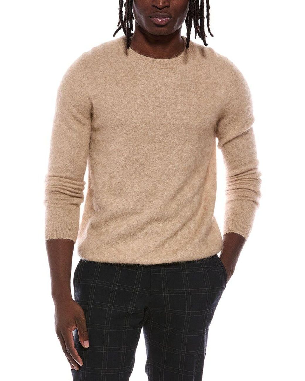 Autumn Cashmere Natural Brushed 100% Cashmere Crewneck Sweater for men