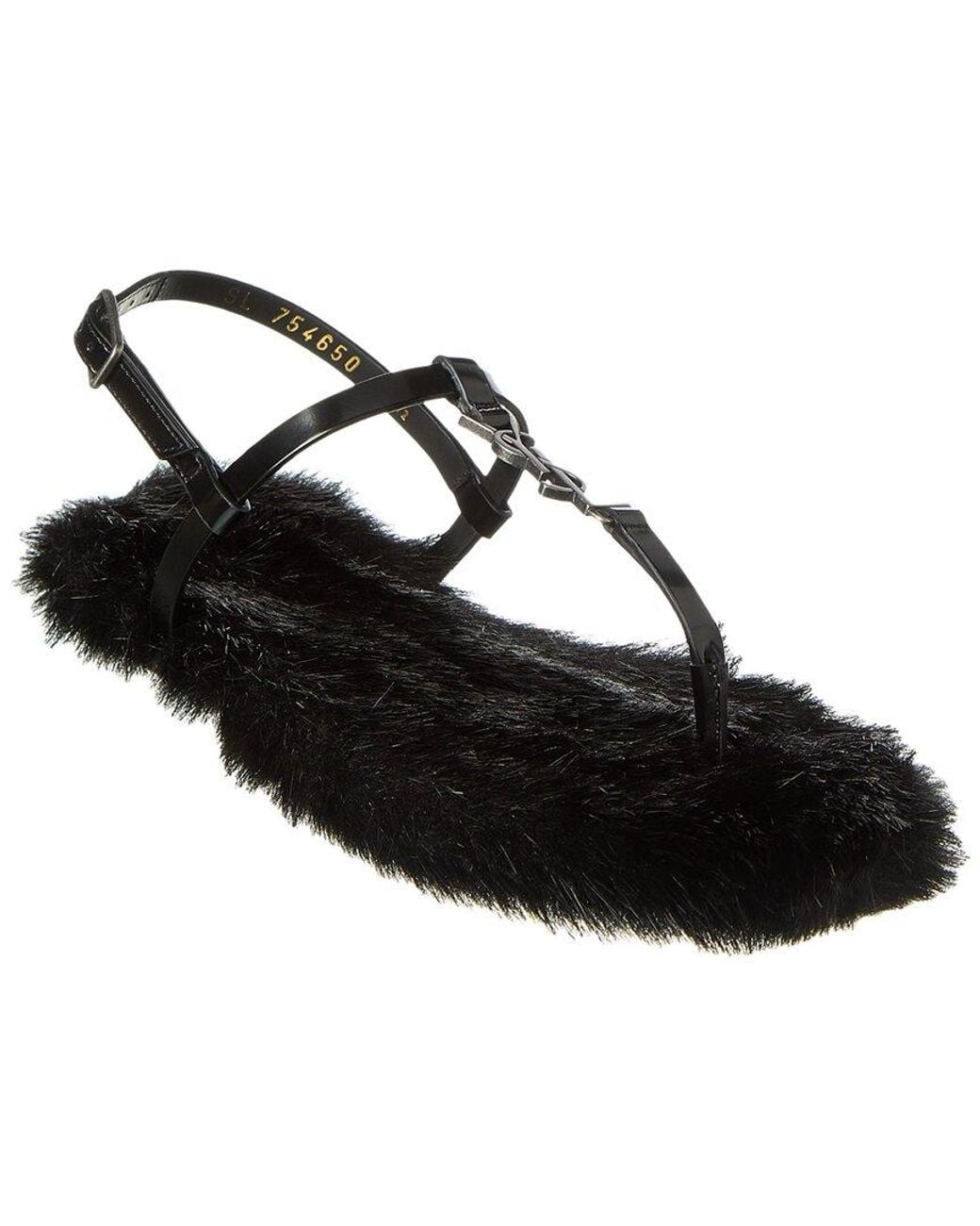 Saint Laurent Black Cassandra Leather Sandal