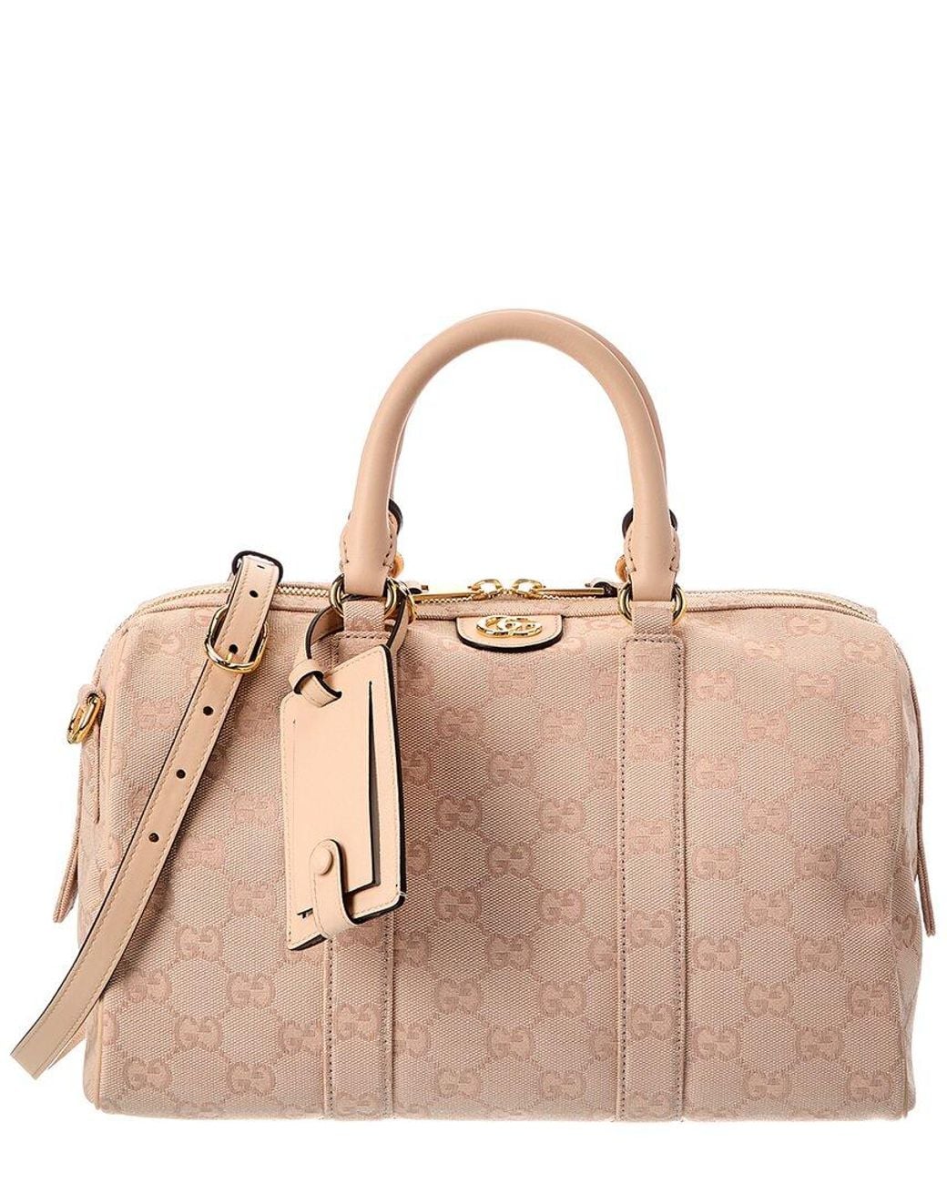 Gucci Natural Ophidia Medium Gg Canvas & Leather Satchel