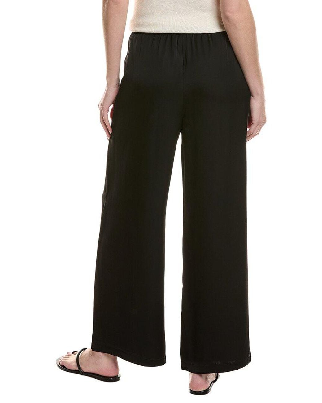 Tommy Bahama Black Satin High-Rise Wide Leg Pant