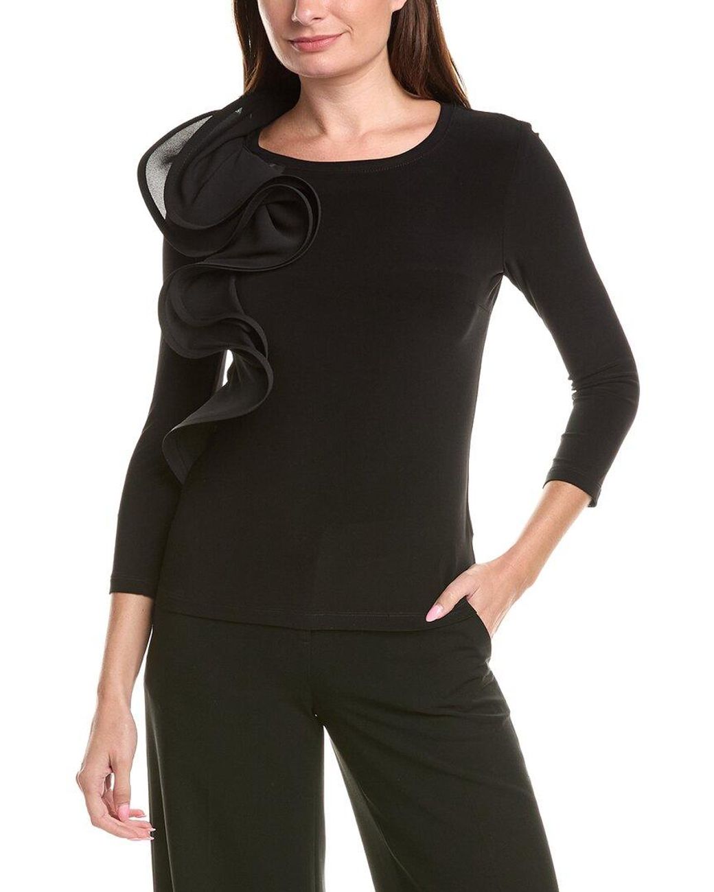 Joseph Ribkoff Black Ruffle Top