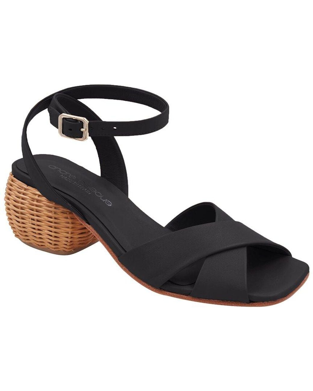 Andre Assous Black Winona Leather Sandal
