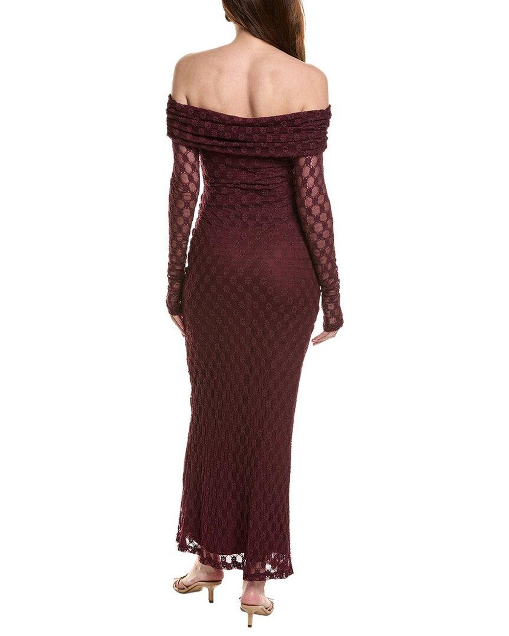 Bardot Red Adoni Off-Shoulder Maxi Dress