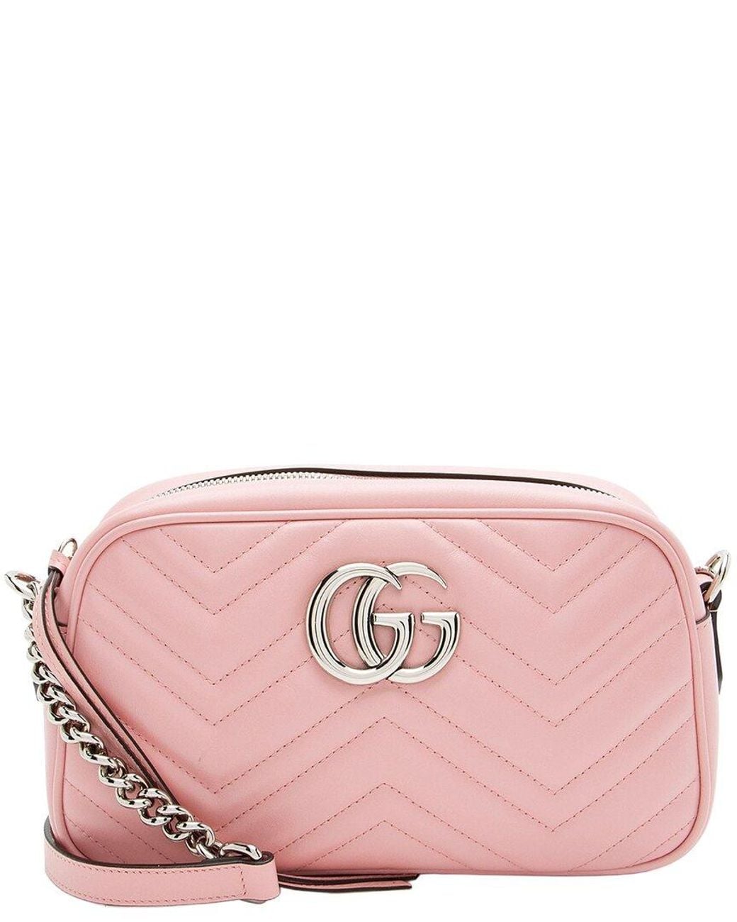 Gucci Pink Matelasse Leather Gg Marmont Small Camera Bag (Authentic Pre-Loved)