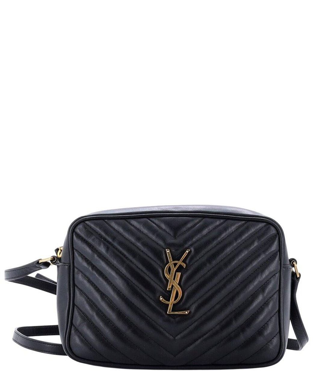Saint Laurent Black Matelasse Chevron Leather Lou Camera Bag Small (Authentic Pre-Loved)