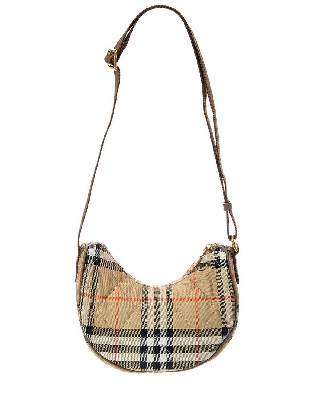 Burberry Metallic Horseshoe Check Quilted Canvas Hobo Bag