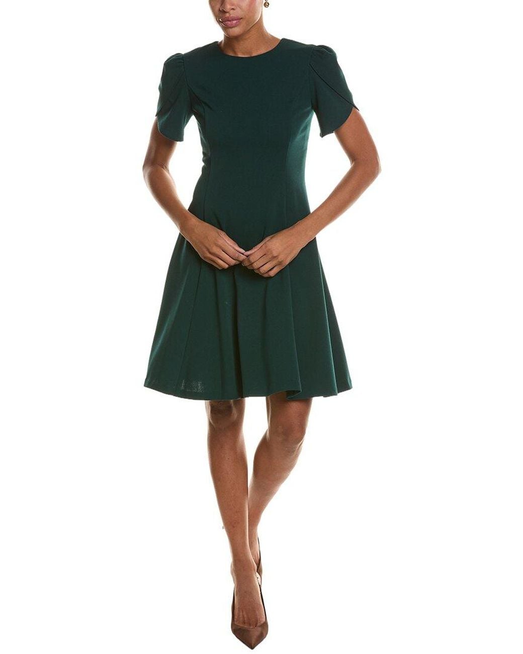 DKNY Green Fit & Flare Dress