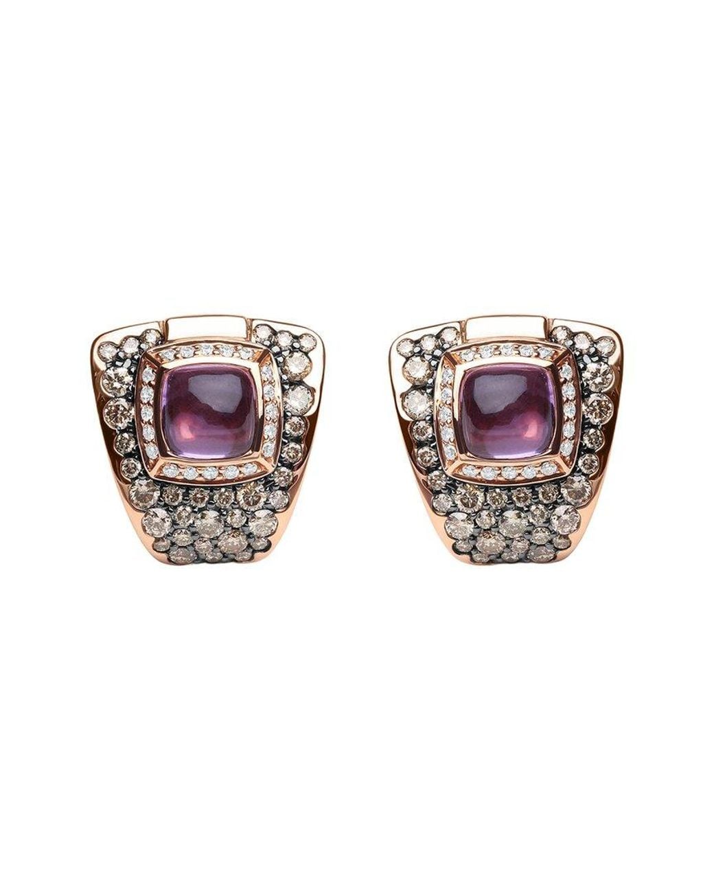 Haus of Brilliance Multicolor 18K Rose 4.00 Ct. Tw. Diamond & Amethyst Clip-Ons Earring