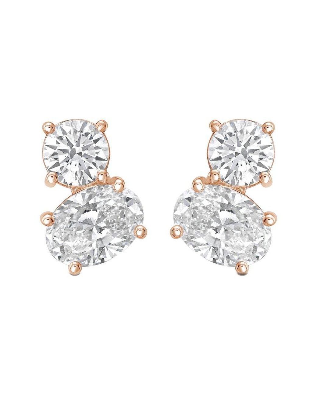 Diana M Metallic Diana M. 14K Rose 5.00 Ct. Tw. Lab-Grown Diamond Two-Stone Earrings