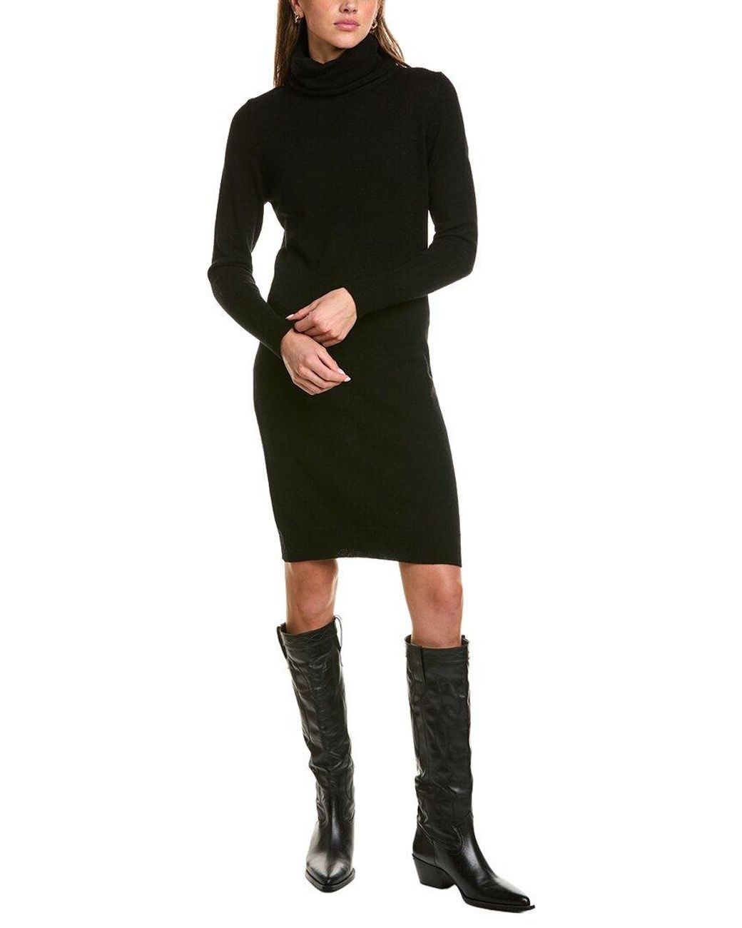 Forte Black Turtleneck Wool & Cashmere-Blend Sweaterdress
