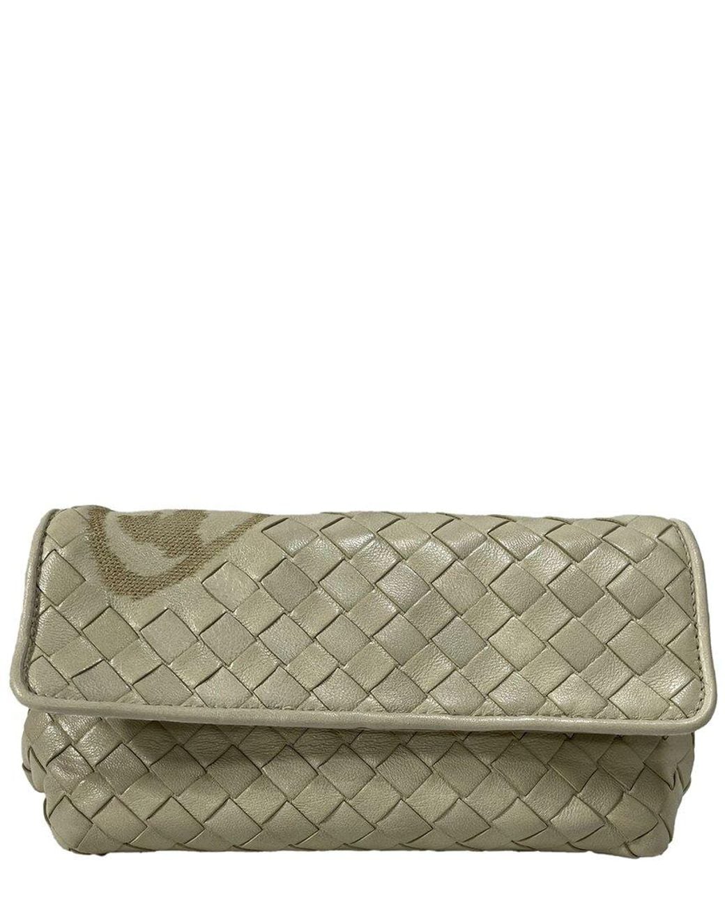 Bottega Veneta Gray Butterfly Intrecciato Flap Clutch Bag (authentic Pre-loved)