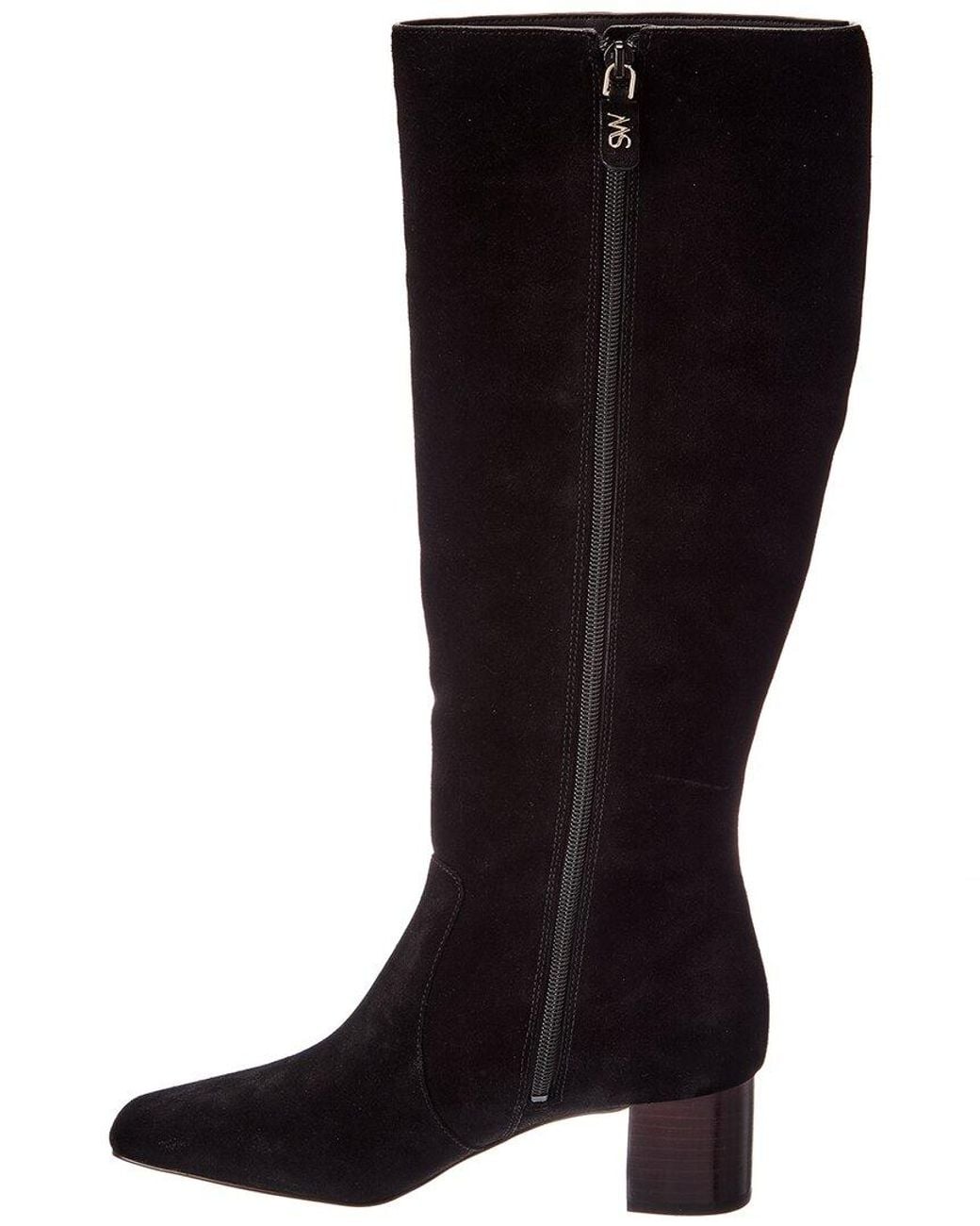 Stuart Weitzman Black Kels Zip Suede Knee-High Boot