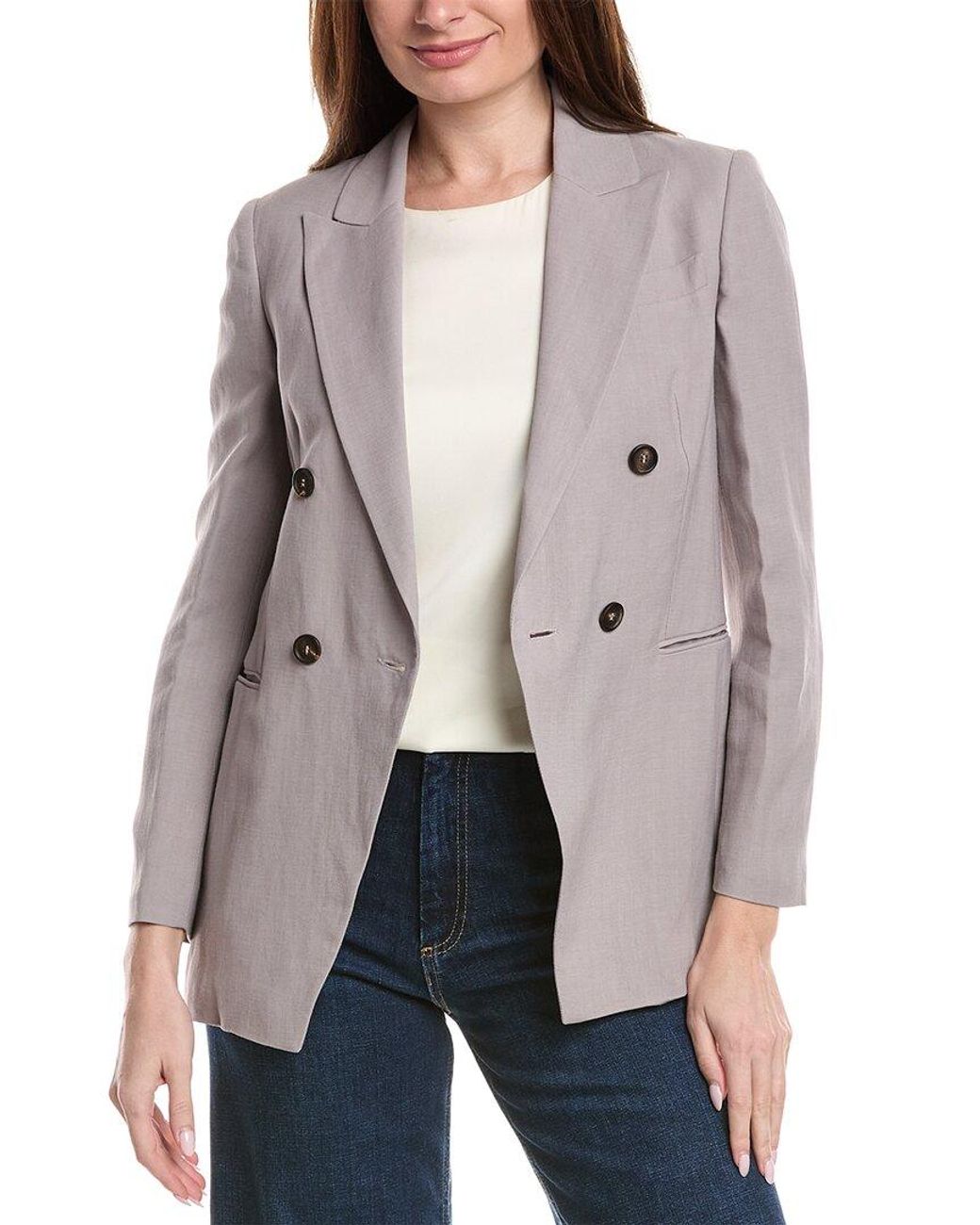 Brunello Cucinelli Gray Linen-Blend Blazer