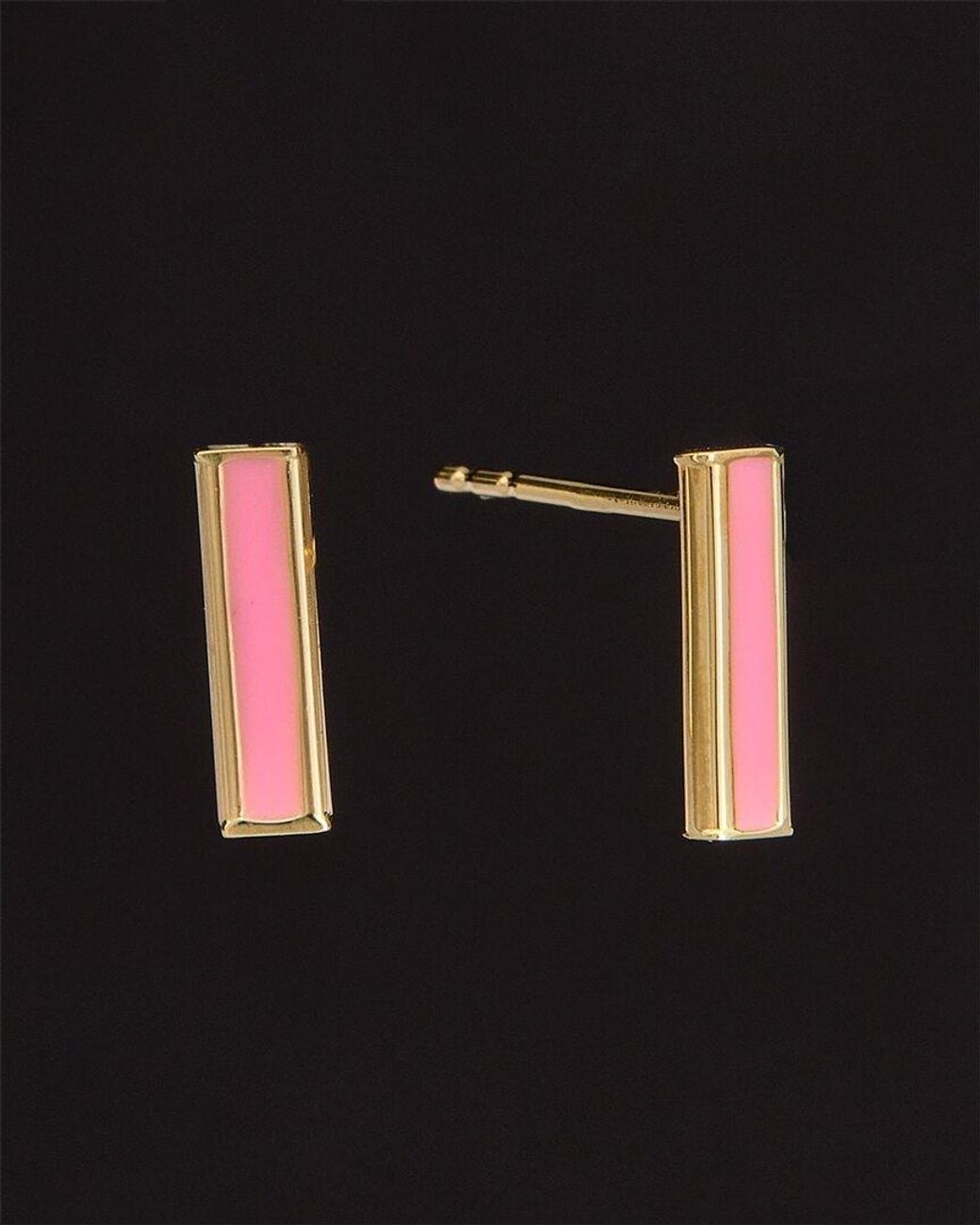 Italian Gold Black 14k Bar Studs