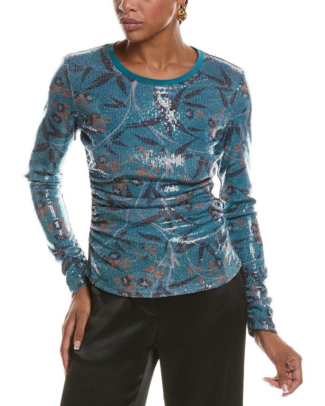 Diane von Furstenberg Blue Marlene Sequin Top