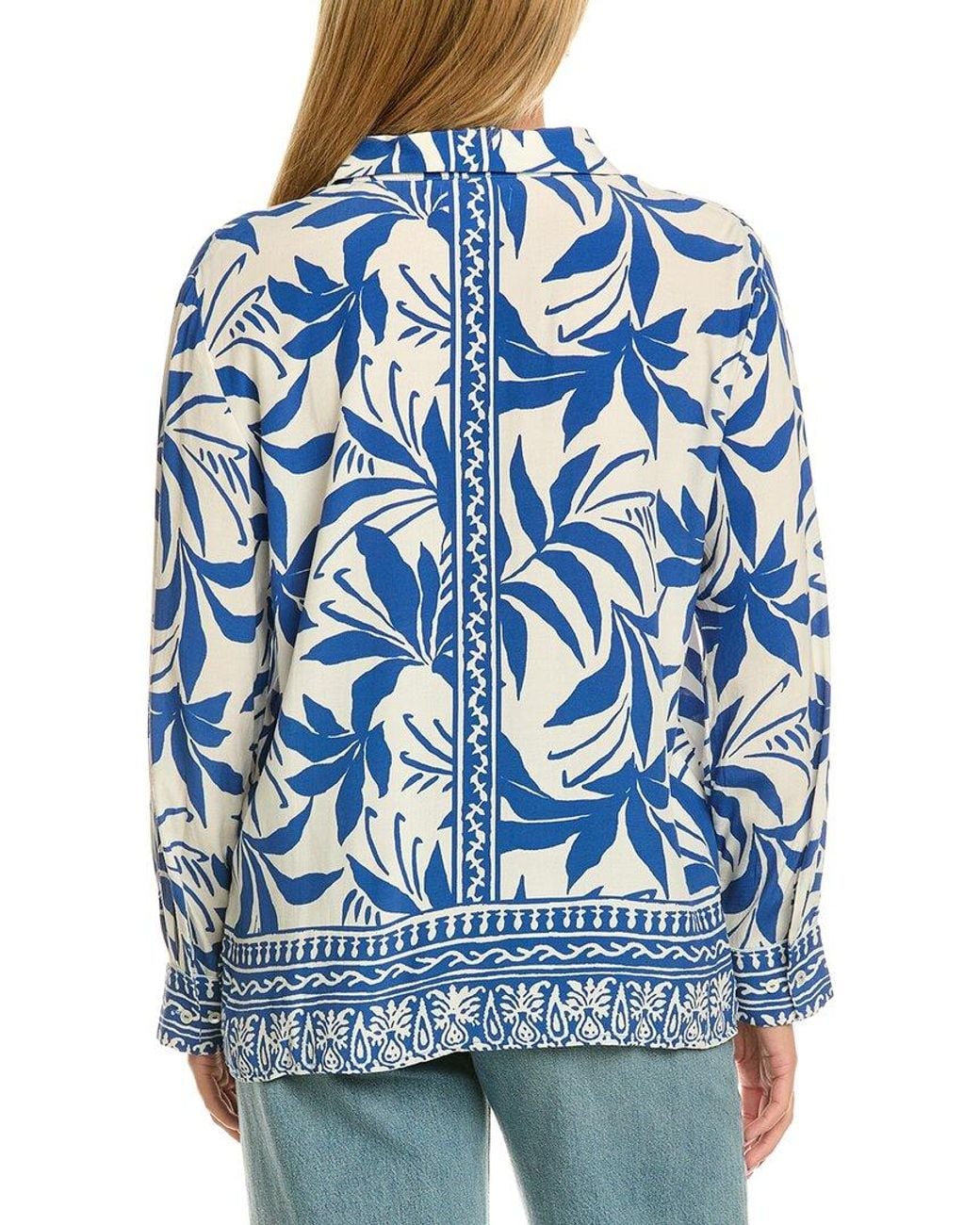 Velvet By Graham & Spencer Blue Sienna Long Sleeve Woven Top
