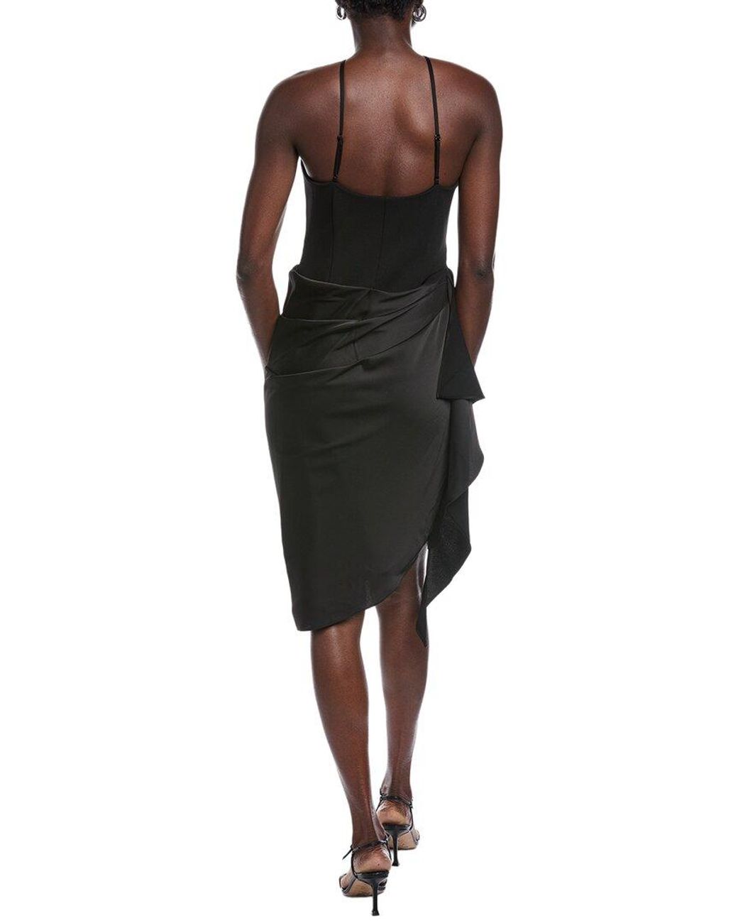 Aidan Mattox Black Solid Mid Dress
