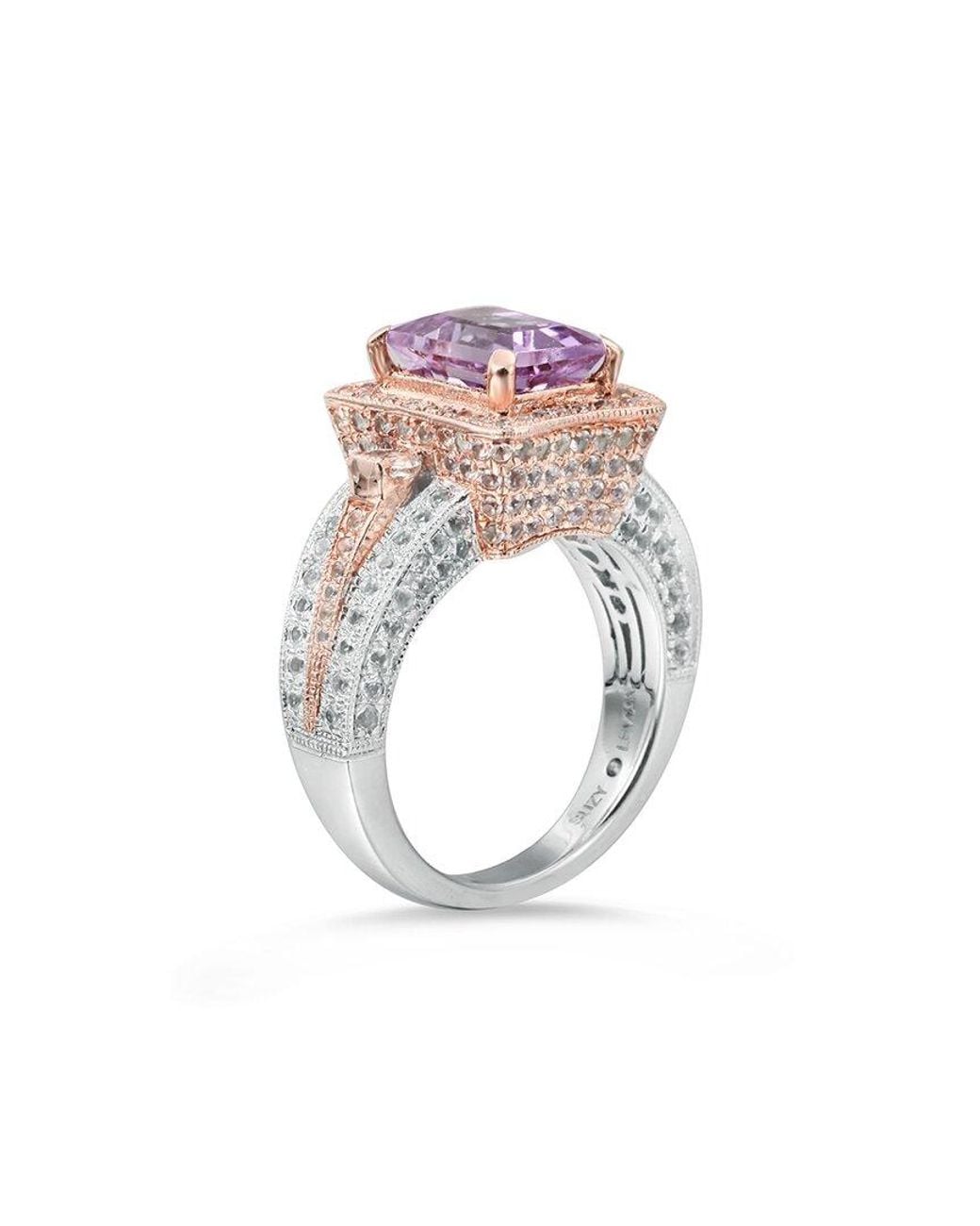 Suzy Levian Pink Two-Tone.20 Ct. Tw. Gemstone Statement Ring