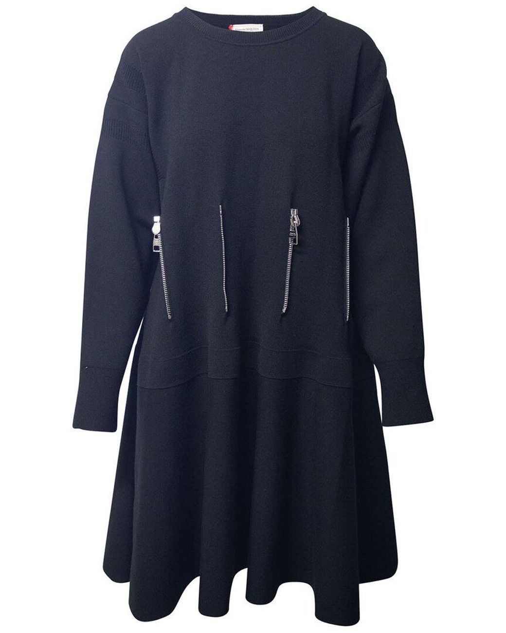 McQueen Blue Pintuck Zip Dress, Size Int, (Authentic Pre-Loved)