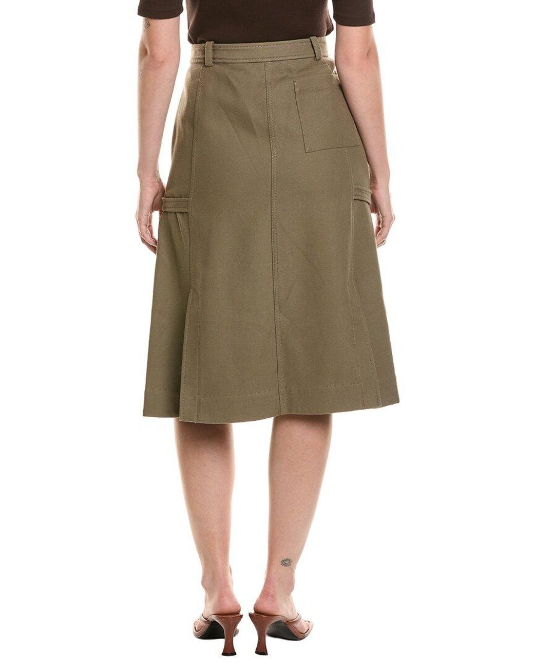 3.1 Phillip Lim Green Wool-Blend Utility Godet Skirt